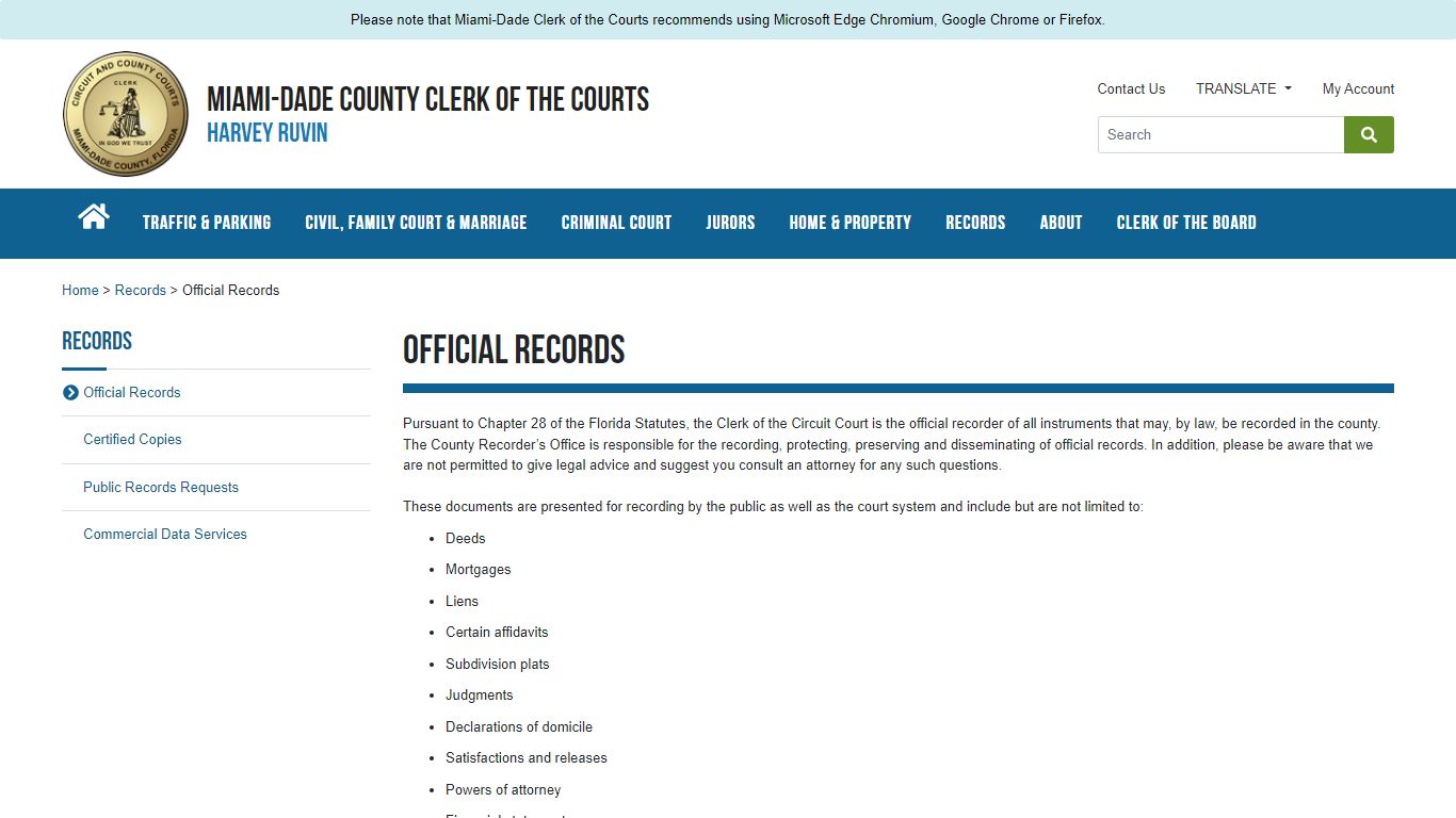 Official Records - Miami-Dade County
